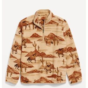 Old Navy Horse Print Sherpa Quarter Zip